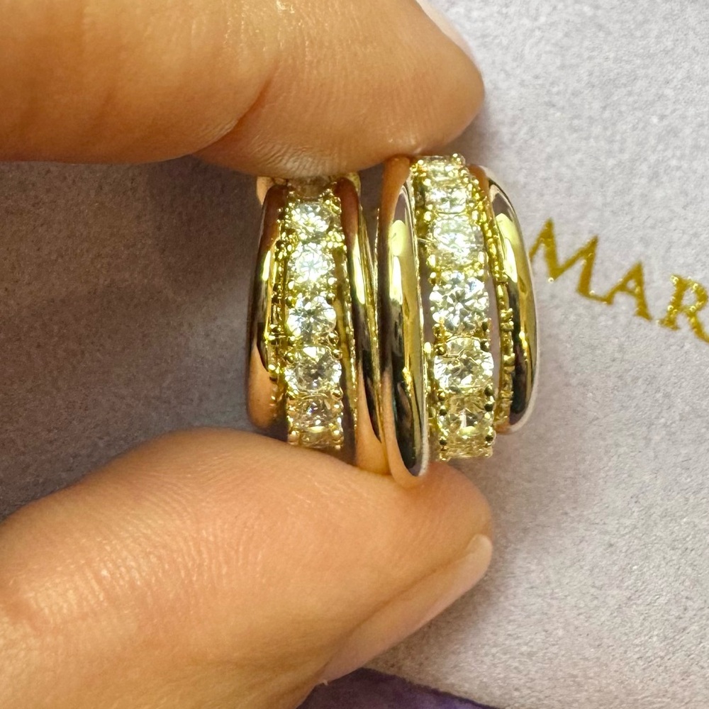 Melinda Maria Gold and Diamondettes Hoop Earrings - Picture 8 of 9